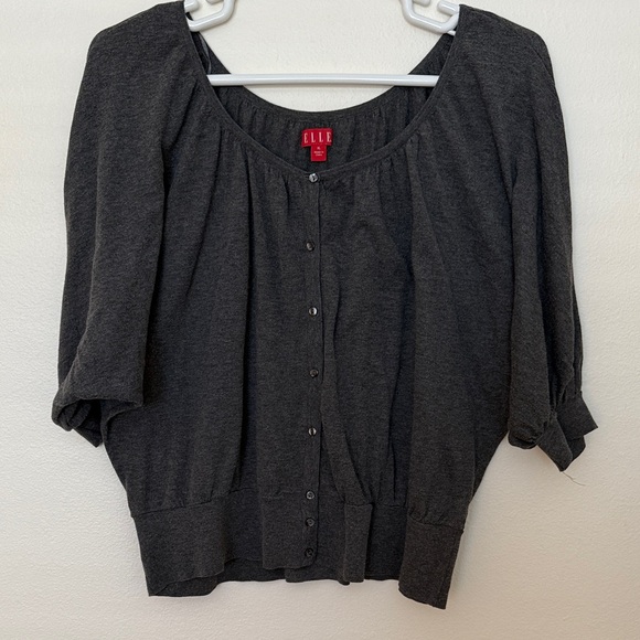 Elle Tops - Elle Charcoal Gray Button-Up Blouse
